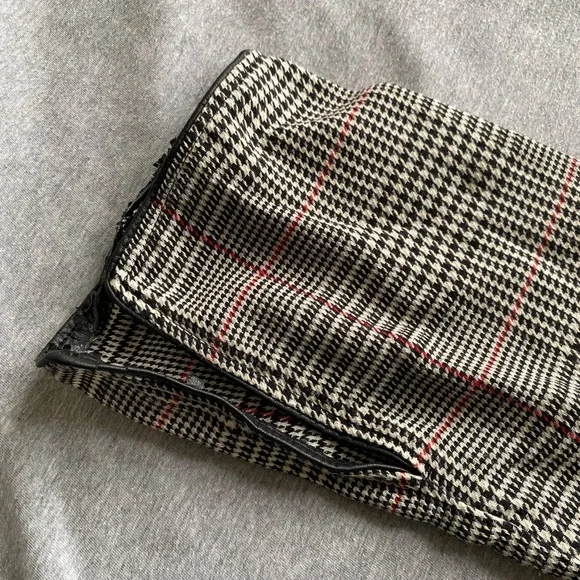 Zara Basic plaid zip grey blouse top with faux leather trim inside Size XS - Picture 6 of 6